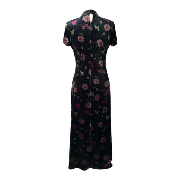 VTG Velvet Asian Inspired Women's 6 Blk Floral Maxi Dress Caren Desiree Co. Y2K - Picture 2 of 11